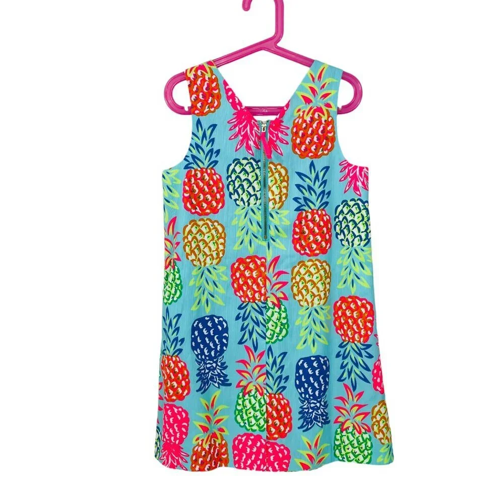 NWT Tommy Bahama Girls 8 Pineapple Shift Dress Bright Multi $55 Cotton Lined NEW